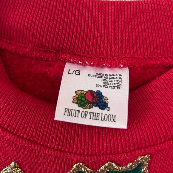 VINTAGE Fruit of the Loom Crewneck Sweatshirt Sparkle puff paint Floral Design - Picture 4 of 7